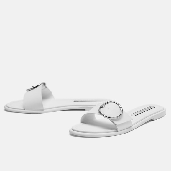 zara white flat sandals